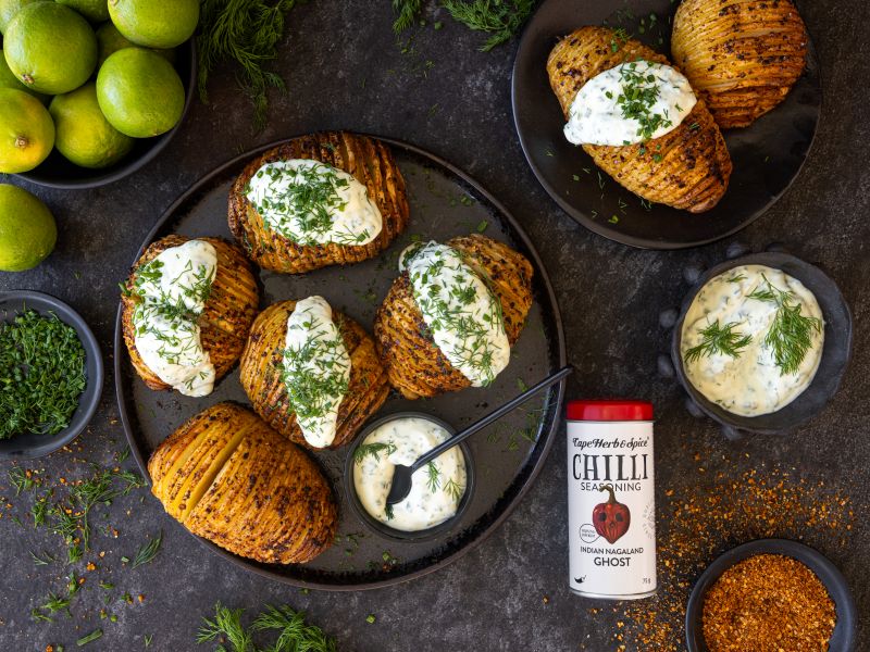 Spicy Air Fried Hasselback Potatoes